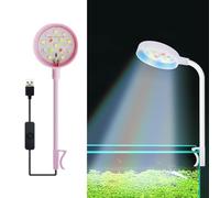 HFLWYWD Clip On Aquarium Light for 2-5mm Thick Fish Tanks,Led Aquarium Light for Plants,USB Plug 360 Degree Adjustable Bendable Water Plant Light Fill Light,USB Moving Lamp for Open Terrarium (pink)