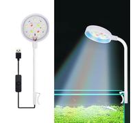 HFLWYWD Clip On Aquarium Light for 2-5mm Thick Fish Tanks,Led Aquarium Light for Plants,USB Plug 360 Degree Adjustable Bendable Water Plant Light Fill Light,USB Moving Lamp for Open Terrarium (white)