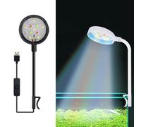 HFLWYWD Clip On Aquarium Light for 2-5mm Thick Fish Tanks,Led Aquarium Light for Plants,USB Plug 360 Degree Adjustable Bendable Water Plant Light Fill Light,USB Moving Lamp for Open Terrarium (Black)