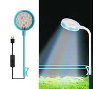 HFLWYWD Clip On Aquarium Light for 2-5mm Thick Fish Tanks,Led Aquarium Light for Plants,USB Plug 360 Degree Adjustable Bendable Water Plant Light Fill Light,USB Moving Lamp for Open Terrarium (blue)