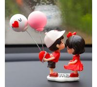 HFLWYWD Couple Cute Ornaments Car Dashboard Decoration,Car Interior Couple Ornament,Car Interior Couple Figure,Cute Kiss Couple Dashboard Decoration Mini Car Balloon Doll Figurine (B)