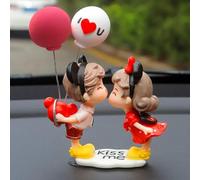 HFLWYWD Couple Cute Ornaments Car Dashboard Decoration,Car Interior Couple Ornament,Car Interior Couple Figure,Cute Kiss Couple Dashboard Decoration Mini Car Balloon Doll Figurine (E)