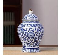HFLWYWD Decorative Blue and White Porcelain Ceramic Small Ginger Jar with Lid, Storage Jar Ornaments for Desktop Office Gift Decoration