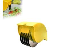 HFLWYWD Herb Roller Mincer,Herb Mill Chopper Cutter Mince, Manual Hand Scallion Chive Mint Cutter with 6 Stainless Steel Blade,Detachable Washable Herb Choppers for Cilantro Scallion Parsley (yellow)