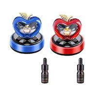 HFLWYWD Solar Car Air Freshener,Love Apple Shape Rotating Car Aromatherapy Diffuser Interior Decoration for Valentine's Day,Long Lasting Fragrance Perfume Car Accessories