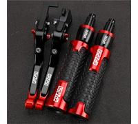 HFMXZHI Clutch Levers Motorcycle Adjustable Extendable Folding Brake Clutch Levers Handle Grip Grips Ends for Kawasaki GPZ250 GPZ 250 1983-2007(Red 3)