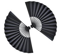HFMYGS 2 Pcs Hand Fan Folding, Black Fabric Hand Fans, Chines Handheld Fans for Dancing, Chinese Silk Fabric, Folding Handheld Fan for Wedding, Preference, Performance, Dancing, Home Decoration