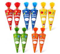 HFMYGS Pack of 10 Small School Cone Girls Boys, 28 cm Mini School Cone, Small Siblings School Bag, Sugar Cone Girls Boys for Filling Craft Set, for Gifts for School (5 Colours)