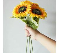 HFNCE 1/3/5pc Sunflower Artificial Flowers Bouquet Realistic Outdoor Garden Autumn Decoration Home Floral Arrangement Wedding Decor-E173-3pcs