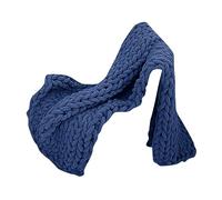 Hfnnhl Luxury Chenille Chunky Knitted Blanket Throw, Handmade Knitting Soft Fluffy Blanket for Sofa Couch Bed Home Decor (Color : Blue, Size : 180x200cm)