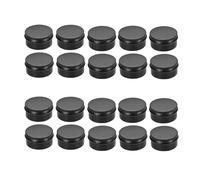 Hfourhnik 20Packs Empty Jars 80Ml Black Round Aluminum Tin Cans Screw Top Metal Steel Tins Lip Balm Tins Box Cosmetic Containers