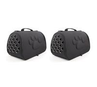 Hfourhnik 2X Dogs Cat Folding Cage Puppy Crate Handbag Carrying Bags Pets Supplies Transport Black