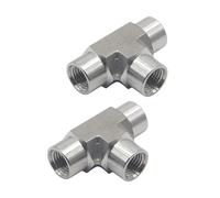 HFS(R) 2PCS/PAK 3/8" NPT Female 3 Way Tee, 304 Stainless Steel Forged Pipe Fitting Street Tee (3/8" FNPT, 2PCS)