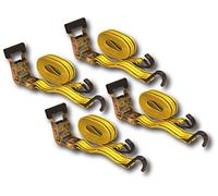 HFS (R) 4pcs 1-1/2 x 15 ft Heavy Duty Ratchet Cargo Tie Down Straps 3000 lbs Dual J-Hooks