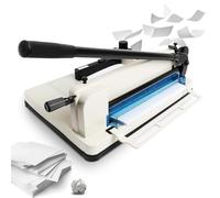 HFS(R) Heavy Duty Guillotine Paper Cutter 400 Sheet Capacity | Solid Steel Construction Guillotine Paper Cutters Trimmers,for Leather Fabric (A4-12'' Paper Cutter),White,with Metal Base