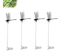 HFSAZJ 4Pcs Dragon Fly Clips, Realistic 3D Simulation Fake Dragonfly Hanging Outdoor, Artificial Simulated Dragonfly Keychain Ornaments for Patio Yard Garden Decoration (insertion rod clip)