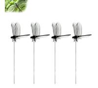 HFSAZJ 4Pcs Dragon Fly Clips, Realistic 3D Simulation Fake Dragonfly Hanging Outdoor, Artificial Simulated Dragonfly Keychain Ornaments for Patio Yard Garden Decoration (yellow insertion rod)