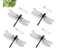 HFSAZJ 4Pcs Dragon Fly Clips, Realistic 3D Simulation Fake Dragonfly Hanging Outdoor, Artificial Simulated Dragonfly Keychain Ornaments for Patio Yard Garden Decoration (Yellow Dot Dragonfly+Pin)