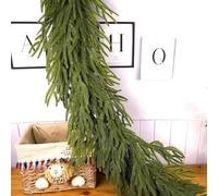 HFSAZJ Christmas Garland Norfolk Pine, Real Touch Christmas Garland, Realistic Artificial Cedar Afloral Garland Garland For Wedding Christmas Table Decor (Green Style-E 180cm/6Ft)