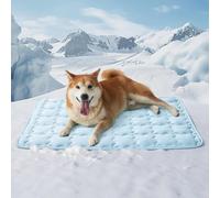 HFSAZJ Cooling Mat for Dogs, Non-Slips Q-MAX>0.5 Self Cooling Pad for Small Pet Cat Indoor, Portable Breathable Washable Kennel Puppy Bed Pad for Summer, Soothing to Rapid Cool (BlueM 1pcs/29 * 21in)