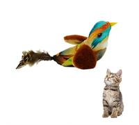 HFSAZJ Flying Bird Cat Toy with Flapping Wings, Chirping Bird Toy, USB Rechargeable Simulated Electronic Flapping Self Flying Birds Toys for Indoor Use (Yellow blue 1pcs)