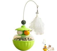 HFSAZJ Interactive Cat Feather Toy, Automatic Shake Stick with Catnip Track Balls, Auto Righting Toy for Exercise Indoor Outdoor Yards Porches Gardens Lawn (Yellow 1pcs)