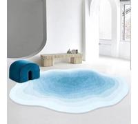 HFSAZJ Irregular Shape Modern Plush Area Rug for Living Room, Cute Clouds Shape Non Slip Rugs Washable, Contemporary Abstract Minimalist Living Room Accent Rug Entryway Indoor Area Carpet (Blue)