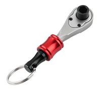 HFSAZJ Mini Ratchet Wrench, 1/4" Hex End EDC Multitool Accessory with Bit Holder Keychain, Portable 2.5-8mm Allen Hex Wrench, Quick Release Magnetic Bit Driver for DIY, Bike & Home Repair (Red 2pcs)