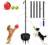 Hfshimlux Tetherball Set with Tetherball Ball and Rope 5-Prong Ground Anchor,20kg Water Weight Bag & Adjustable Height Pole Outdoor Backyard Lawn Park Rope Ball Game for Family Dogs(In-Ground,Black)