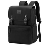 HFSX Vintage College Laptop Backpack for Women & Men - with USB Charging Port (Black, Fits 15.6 inch Notebook)