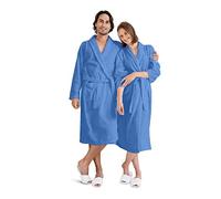 HFT Luxury Shawl Bathrobe 100% Egyptian Cotton Ultra Soft & Hotel Quality Men & Women Spa Robe Unisex Terry Towelling (Cobalt, S/M)