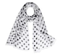 Hftjtsa Red and Black Polka Dot 50s Chiffon Scarf Sheer Square Ribbon Neck Head Scarf for Women Fashion Headwrap Tie Scarves, Polka Dot-white Black, 19.7 inches * 63 inches