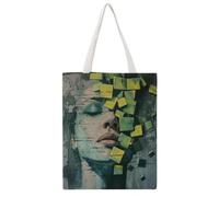 HFTOUJEQ Emerald Fragmented Muse 03 Canvas Tote Bag, Reusable Eco-Friendly Shopping Grocery Bag, Casual Fashion Shoulder Handbag, Versatile Stylish Bag for Outdoor Activities, 38x46CM