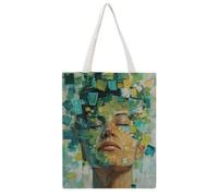 HFTOUJEQ Emerald Fragmented Muse 04 Canvas Tote Bag, Reusable Eco-Friendly Shopping Grocery Bag, Casual Fashion Shoulder Handbag, Versatile Stylish Bag for Outdoor Activities, 38x46CM