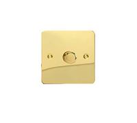 HFV3 Varilight Ultra Flat Plate Polished Brass 1 gang 400w Dimmer Switch