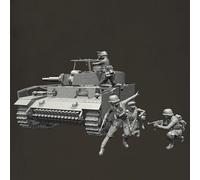 HFVUYAR 1/35 WWII German Tank Female Resin Soldier Model Kit Unpainted and Unassembled Resin Model (6 People + Tank) //h9J6S9