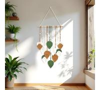 HFWDGTAO Boho Wall Home Decor, Macrame Wall Hanging, Art Handmade Woven Tapestry for Bedroom, Bohemian Living Room Decorations, Chic Home Decor Modern (Brown-Green)