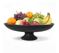 HFWDGTAO Large Black Decorative Bowl, Modern Pedestal Bowl for Home Decor, Decorative Fruit Bowl for Kitchen Counter, Stylish Key Bowls for Entry Table, 11.45” Diameter & 3.8” Height