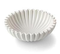 HFWDGTAO Large Decorative Bowl, White Ceramic Fruit Bowl for Kitchen Counter, Key Bowls for Entryway Table, Modern Coffee Table Home Decor, Scalloped Handmade Artwork