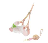 HFYRBDKSPI Cute Extra Small Dog Pet Leash And Collar Set,Soft Adjustable Lace Breathable Puppy Harness for Small Sized Dogs Cats,Pink,S