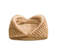HFYRBDKSPI Foldable Cat Bed Soft Plush Cushion Winter Warm Enclosed Sleeping House for Indoor Cats And Small Dogs,Brown,L