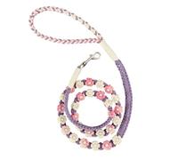 HFYRBDKSPI Handmade Pet Leash Woven Daisy Flower Dog Lead with Comfortable Handle Loop for Walking And Outdoor,Purple,150cm