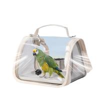HFYRBDKSPI Portable Bird Carrier Cage with Metal Tray Feeder Cups And Wooden Standing Perch,Lightweight Transparent Breathable Travel Bag,Beige,28 * 20 * 22cm