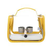 HFYRBDKSPI Portable Bird Carrier Cage with Metal Tray Feeder Cups And Wooden Standing Perch,Lightweight Transparent Breathable Travel Bag,Yellow,28 * 20 * 22cm