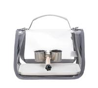 HFYRBDKSPI Portable Bird Carrier Cage with Metal Tray Feeder Cups And Wooden Standing Perch,Lightweight Transparent Breathable Travel Bag,Gray,28 * 20 * 22cm
