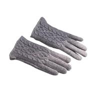 HFYRBDKSPI Winter Gloves for Women Wool Blend Thermal Fleece Lined Warm Cold Weather Vintage Cable Knit Glove,Gray,L