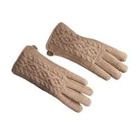 HFYRBDKSPI Winter Gloves for Women Wool Blend Thermal Fleece Lined Warm Cold Weather Vintage Cable Knit Glove,Brown,L