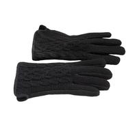 HFYRBDKSPI Winter Gloves for Women Wool Blend Thermal Fleece Lined Warm Cold Weather Vintage Cable Knit Glove,Black,L