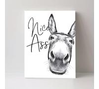 HFYSUIKAS Abstract Humorous Funny Animals Donkey Poster Print Painting Nice Ass Quote Canvas Wall Art Pictures for Home Bathroom Decor(60x80cm(24x32inch)/Internal Frame)