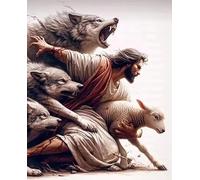 HFYSUIKAS Holy Religious Belief God Jesus Canvas Paintings Sacred Heart Jesus Shepherd Posters and Print Wall Home Decor(60x80cm(24x32inch)/Internal Frame)